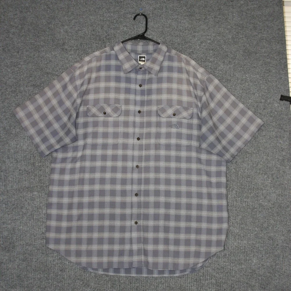 The North Face Button Up Shirt Mens XXL Plaid Short Sleeve‎ Outdoor Casual